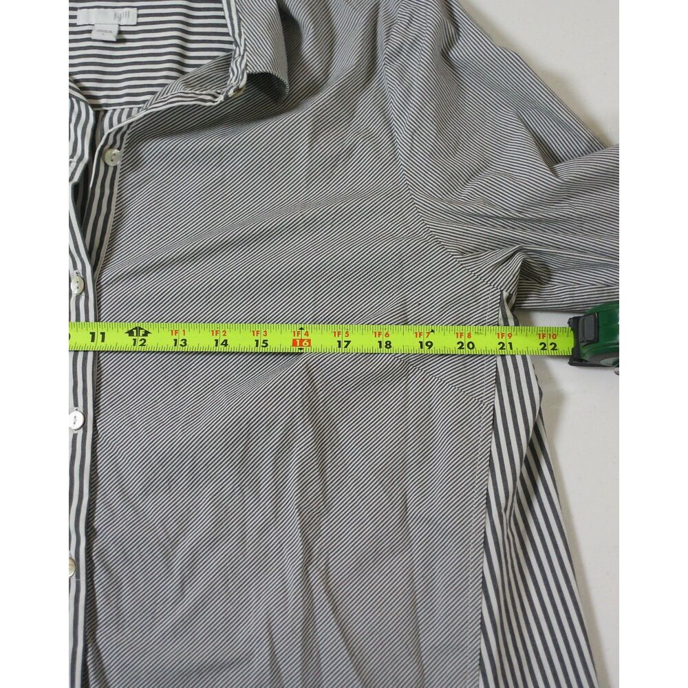 J. Jill Striped Button Front Shirt Large Gray White Stretch Tunic Career Casual - Picture 6 of 10
